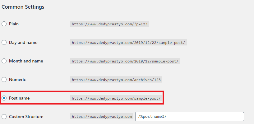 Cara Ganti Permalink Di WordPress